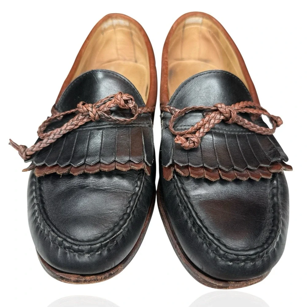 Allen Edmonds Woodstock 9D Black Brown Leather Kiltie‎ Tassel Loafer Shoes USA